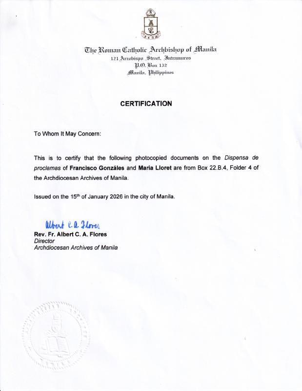 Annex 0: Francisco Gonzalez - Marriage Dispensation